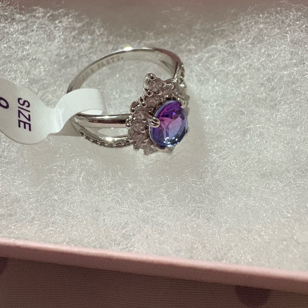 Bomb Party Elegant Silver and Purple Women's Ring Size 9